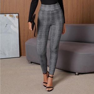 High Waist Plaid Skinny Pants